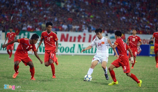 U19 Việt Nam với đầu tàu Công Phượng từng thắng U20 Myanmar đến 4-1 ở giải ĐNA 2014. Ảnh: Hoàng Hà.