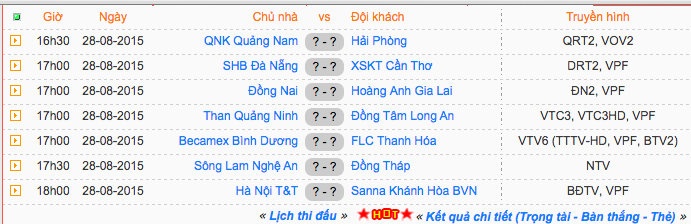 Lịch thi đấu và tường thuật trực tiếp vòng 23 V.League cuối tuần này.