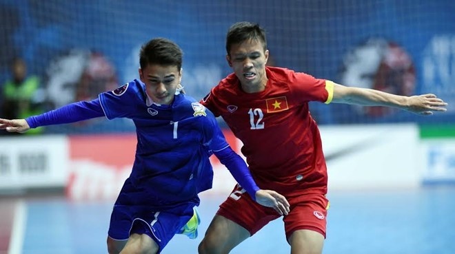 Futsal Viet Nam nam cung bang Thai Lan tai giai Dong Nam A hinh anh