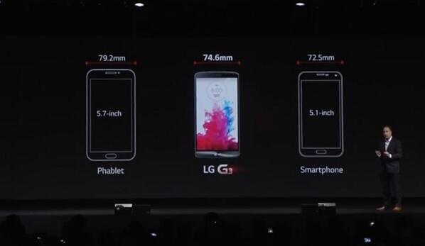 LG G3 đạt được tỉ lệ hiển thị so với mặt trước màn hình hoàn hảo - trên 76%. Nhờ đó, họ có thể tung ra một sản phẩm màn hình siêu lớn, trên một kích thước vừa phải.