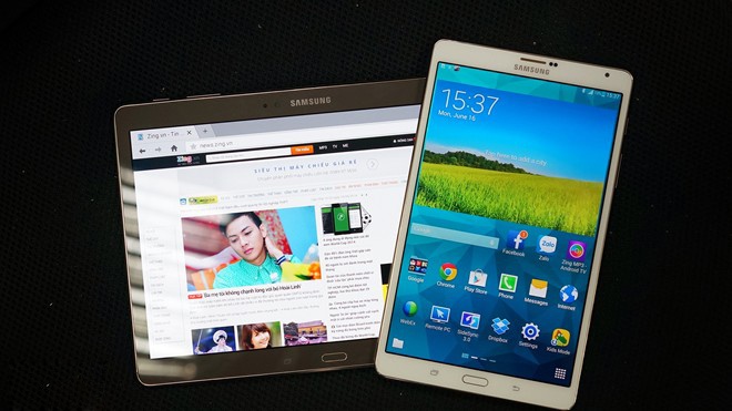 Bộ đôi tablet Galaxy Tab S sẽ có giá 12 và 14 triệu tại Việt Nam. Ảnh: Duy Tín.