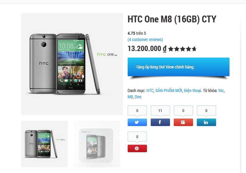 One M8 chính hãng được chào bán thấp hơn giá niêm yết 3,6 triệu đồng tại một đại lý ở TP.HCM.