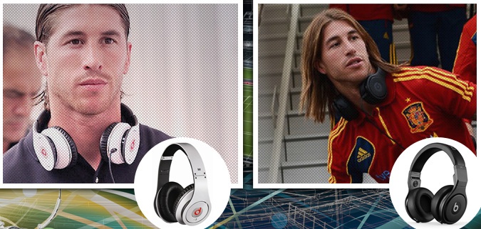 Đội phó của Real Madrid - Sergio Ramos thường xuất hiện với 2 chiếc tai nghe của Beats là Studio và Beats Pro.