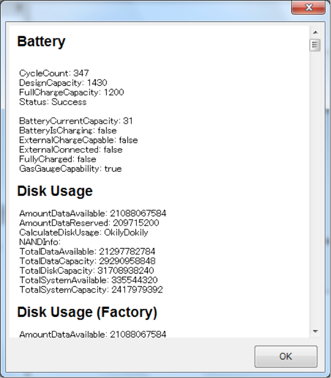 Thông tin tình trạng pin