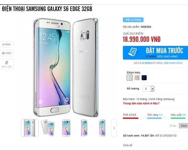 Galaxy S6 Edge bất ngờ nhận được sự quan tâm lớn từ người dùng trong nước.
