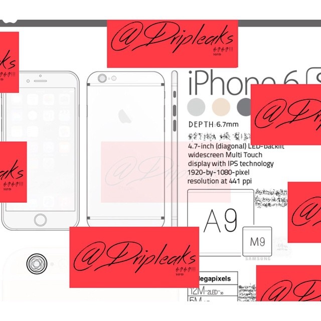 Bản phác thảo kiểu dáng và cấu hình iPhone 6S. Ảnh: @dripleaks.