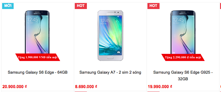 Đại lý chọn cách giữ nguyên giá niêm yết nhưng tặng tiền mặt cho khách mua S6, S6 Edge.