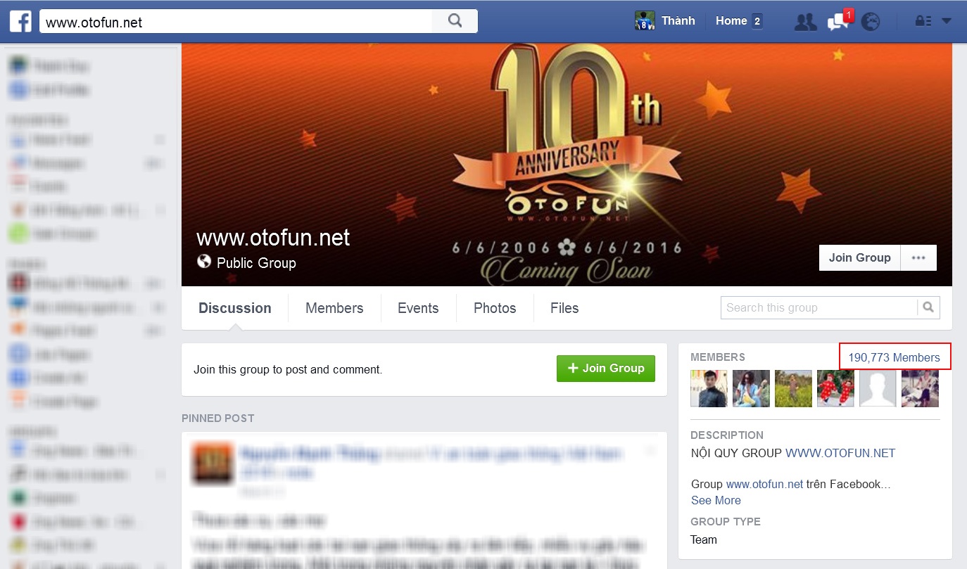 Group Otofun tren Facebook bi gian doan ket noi hinh anh