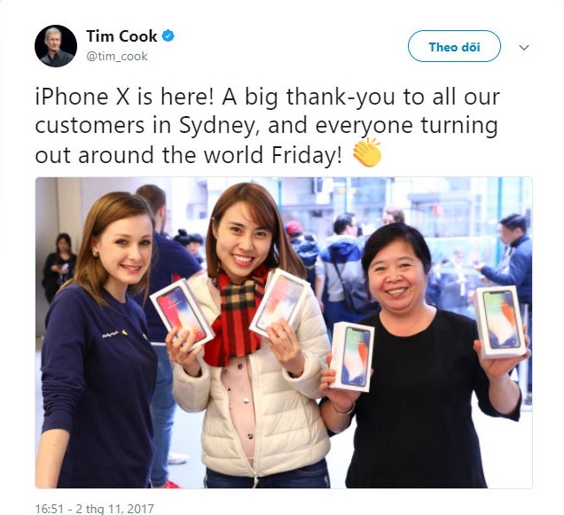 Co gai Viet bat ngo khi duoc CEO Apple dang anh mua iPhone X hinh anh