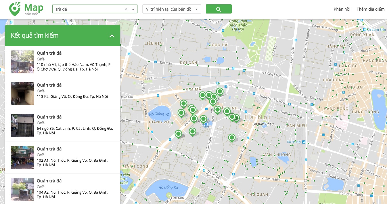 Thu tim kiem quan tra da tren Coc Coc Map hinh anh