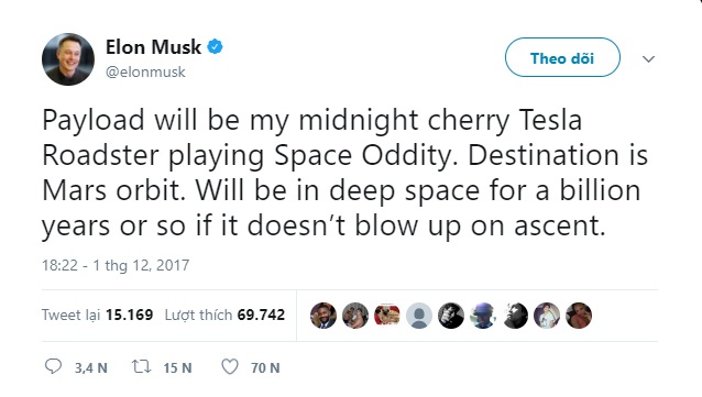 Elon Musk đưa Tesla Roadster lên không gian ảnh 1 Elon Musk dua Tesla Roadster len khong gian anh 1