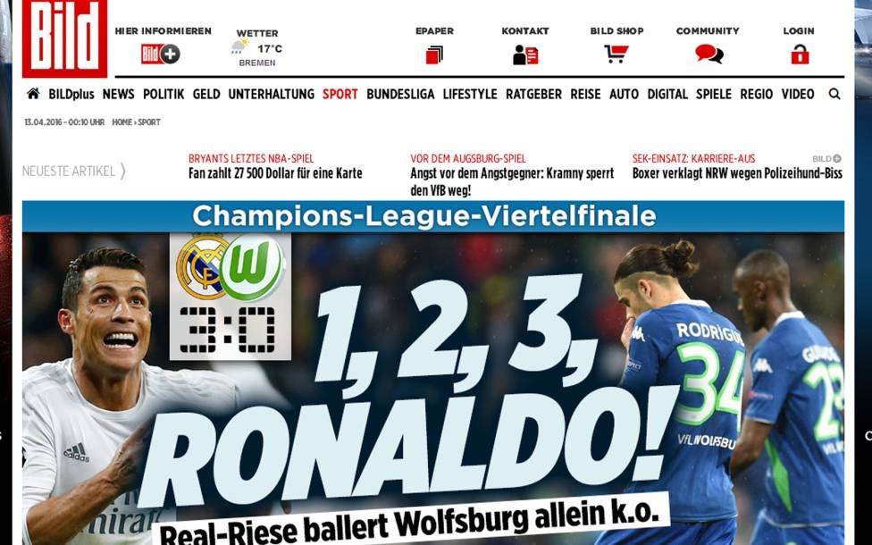 Ronaldo làm bẽ mặt truyền thông Đức ảnh 1 Ronaldo lam be mat truyen thong Duc anh 1