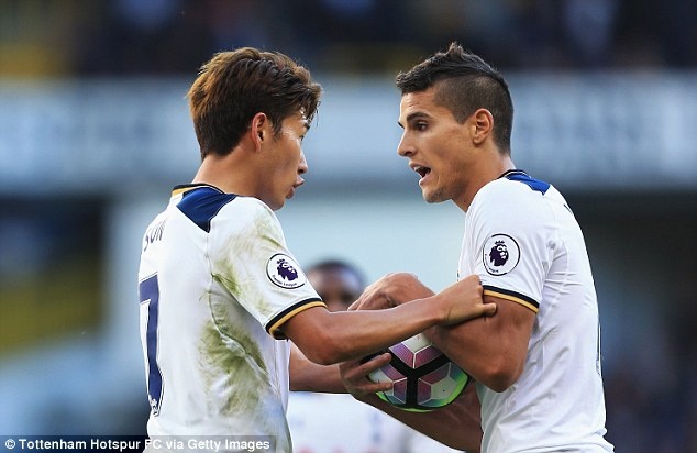 Gianh phat den, Son Heung-min cai nhau voi dong doi hinh anh