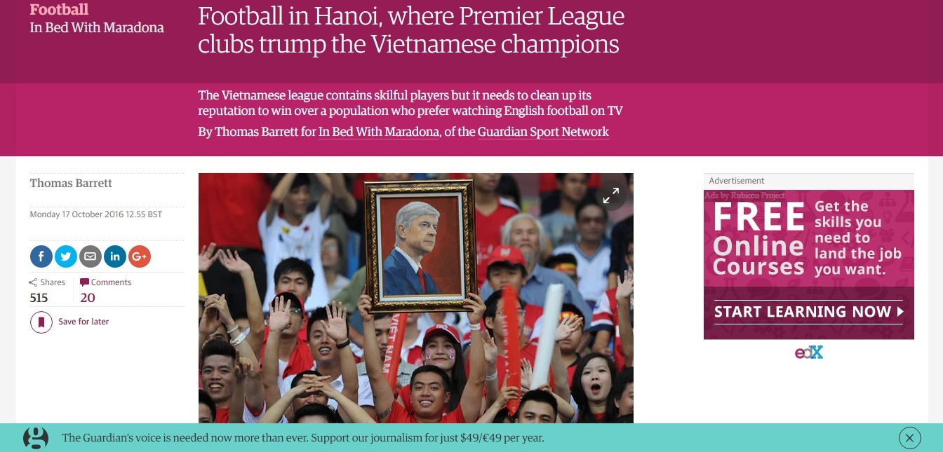 Tiếng xấu của bóng đá Việt Nam lan đến báo Anh ảnh 1 Tieng xau cua bong da Viet Nam lan den bao Anh anh 1