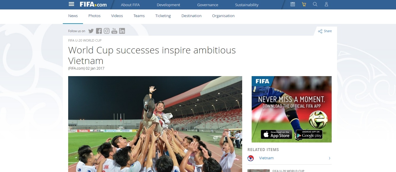 FIFA tôn vinh bóng đá Việt Nam ngay trang bìa ảnh 1 FIFA ton vinh bong da Viet Nam ngay trang bia anh 1