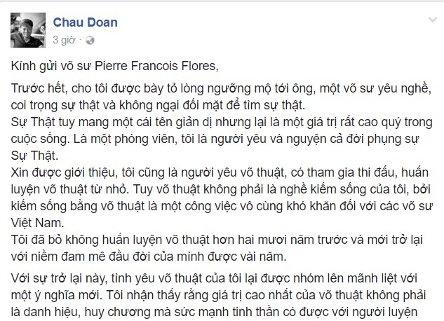Xuất hiện người muốn giao lưu võ học với cao thủ Vịnh Xuân ảnh 1 Xuat hien nguoi muon giao luu vo hoc voi cao thu Vinh Xuan anh 1