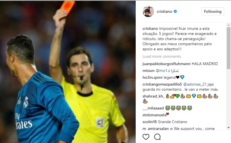 Ronaldo: Án phạt cấm 5 trận là một sự ngược đãi ảnh 1 Ronaldo: An phat cam 5 tran la mot su nguoc dai anh 1