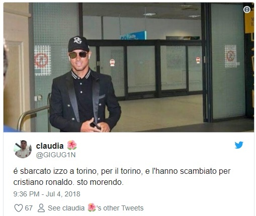 Fan Juventus tẽn tò vì nhầm Ronaldo đã tới sân bay Turin ảnh 1 Fan Juventus ten to vi nham Ronaldo da toi san bay Turin anh 1