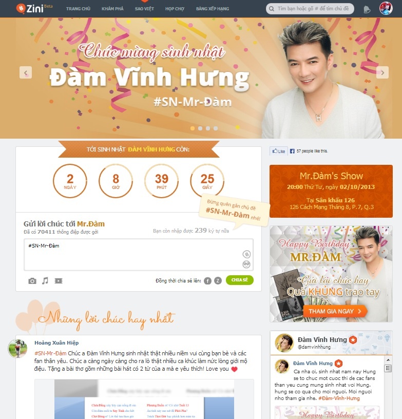 Mr.Dam 'gia them' 70 tuoi vi loi chuc cua fan hinh anh