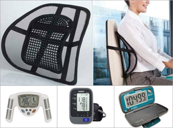 Thể hiện sự quan tâm về sức khỏe của mẹ với những món quà như lưới đệm tựa lưng massage, máy đo huyết áp, máy đo lượng mỡ cơ thể, máy đếm bước đi…; giá từ 59.000 đồng; sẽ khiến mẹ bạn thực sự hạnh phúc đấy.