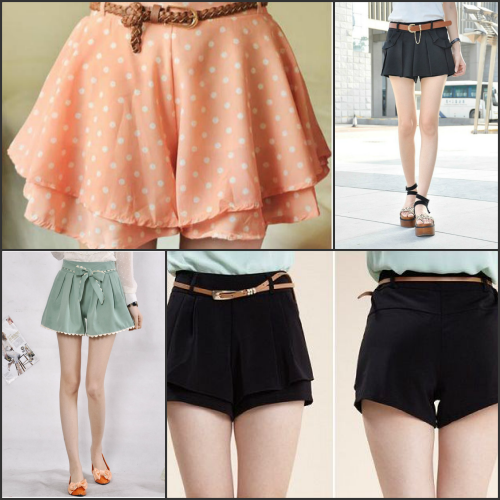 Khi phối quần giả váy, bạn có thể kết hợp thêm những chiếc thắt lung hoặc nơ xinh để bộ trang phục thêm ấn tượng.