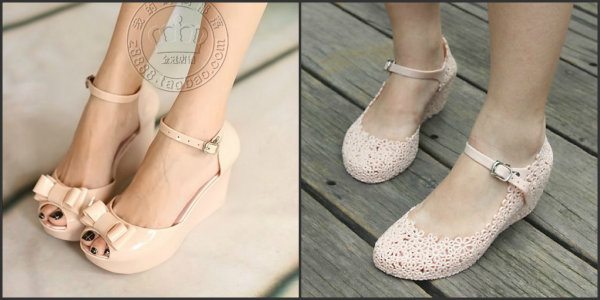 Tín đồ của giày cao gót không thể bỏ lỡ những đôi giày đế xuồng nhựa này để luôn xinh đẹp và uyển chuyển trong từng bước đi ngay cả khi trời mưa. Giá bán: khoảng 180.000 đồng