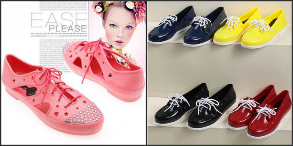 Một số bạn lại trung thành với giày thể thao, nhưng mùa mưa mà đi giày thể thao bít bùng thì thật là kinh khủng. Giải pháp cho bạn là những đôi giày thể thao nhựa. Giá bán: khoảng 200.000 đồng