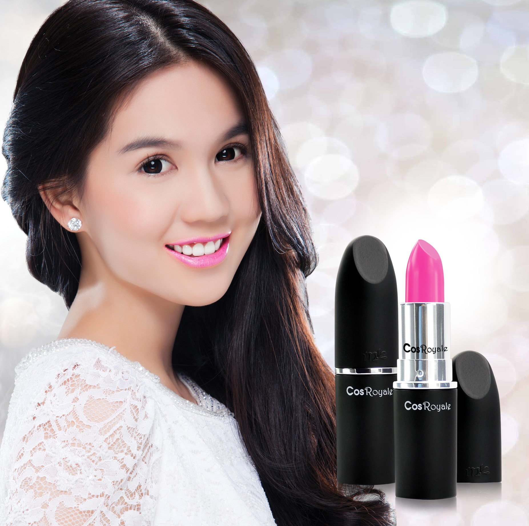 Son môi Cos Royale dưỡng ẩm lâu trôi hồng babe (#8) cho Trinh vẻ ngọc ngà, nữ tính. Trinh chọn màu son này để làm dịu ánh nắng hè.