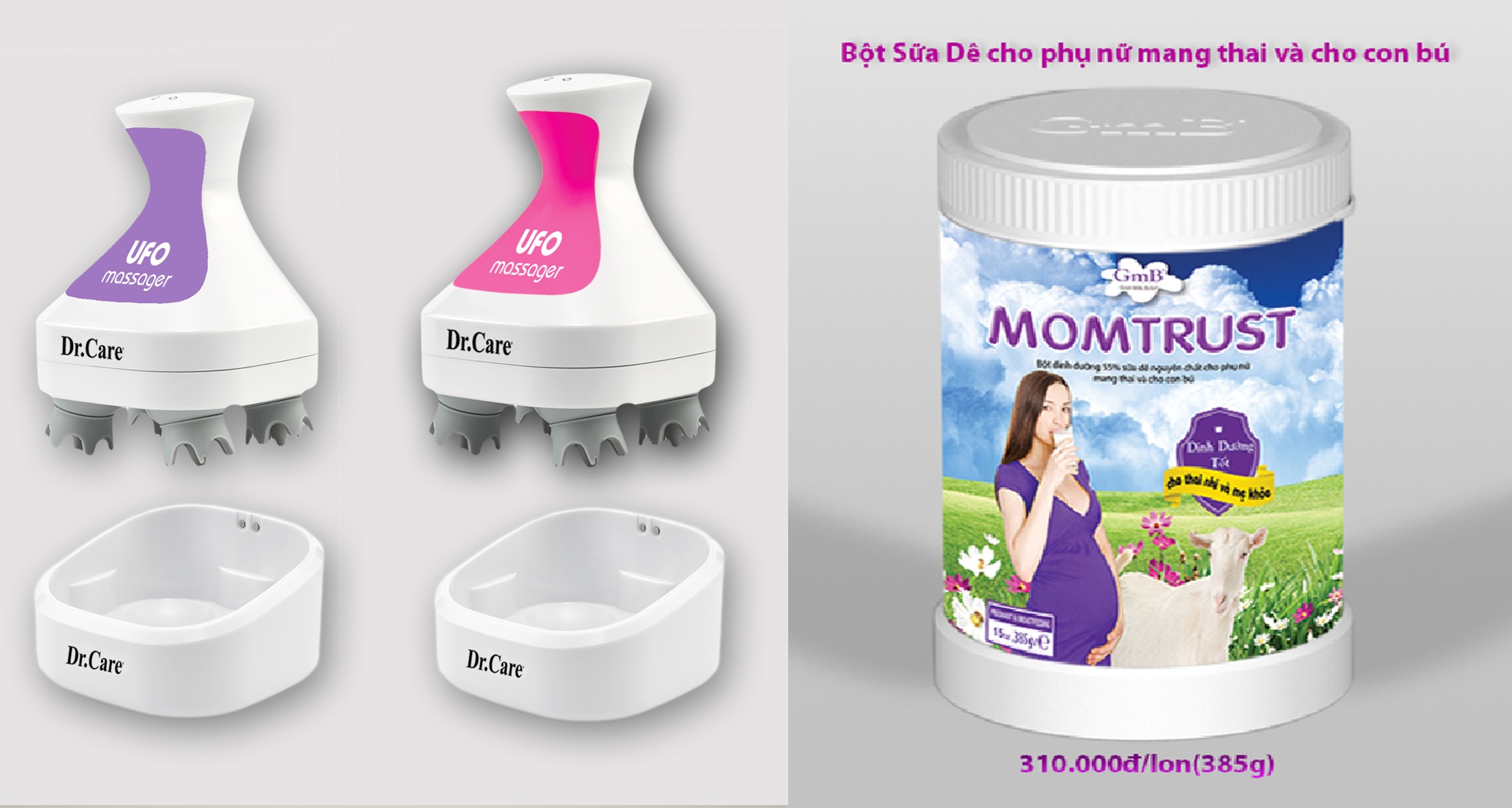 Sữa dê Momtrust dành tặng máy massage UFO giúp trị bệnh sưng to chân phù nề hiệu quả.