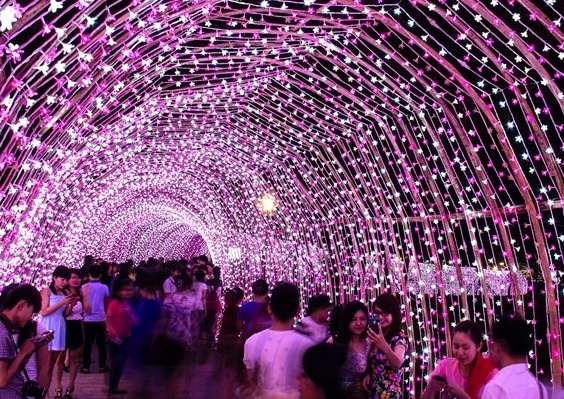 Gioi tre do ve choi cong vien den led lon nhat Sai Gon hinh anh