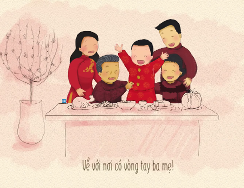 Clip Tet ve doan tu ben gia dinh lay dong dan mang hinh anh