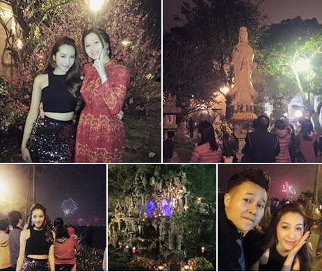 Cô không kịp xem pháo hoa mà đón giao thừa khi đang đi lễ chùa.