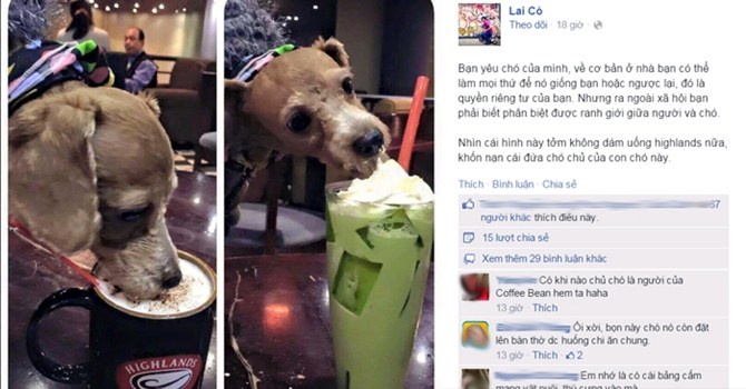 Cong dong phan ung hinh anh cho cho uong ca phe Highlands hinh anh