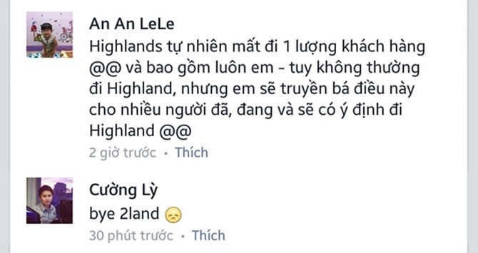 Một số người lập tức tỏ thái độ không chấp nhận sự việc được tả là ở Highlands Coffee.