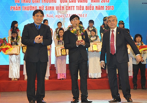 Lê Yên Thanh trong lễ trao giải quả cầu vàng (Ảnh nhân vật cung cấp).