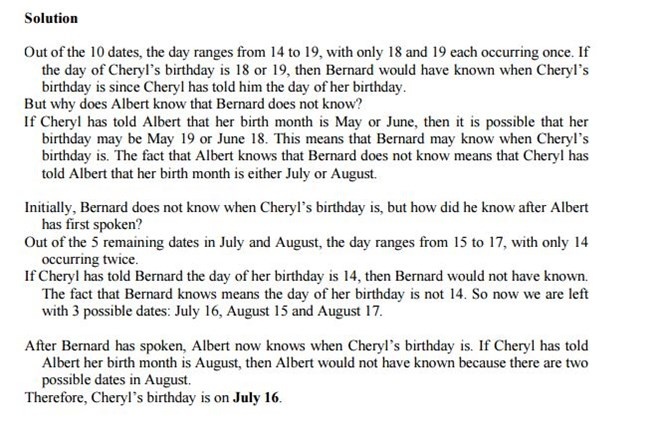 Đáp án chính thức của bài toán logic (Nguồn: http://mothership.sg).