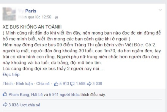 Câu chuyện được cô gái tên V chia sẻ trên mạng xã hội Facebook.