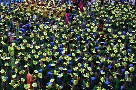 Hình ảnh khai giảng năm học 2014-2015 tại Trường Marie Curie. (Ảnh: LAD).