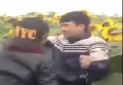 Gioi tre quay pha, be hoa tai canh dong huong duong Nghia Dan, Nghe An hinh anh