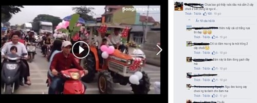 Đoàn rước dâu tham gia giao thông không đội mũ bảo hiểm gây bức xúc trong dư luận.