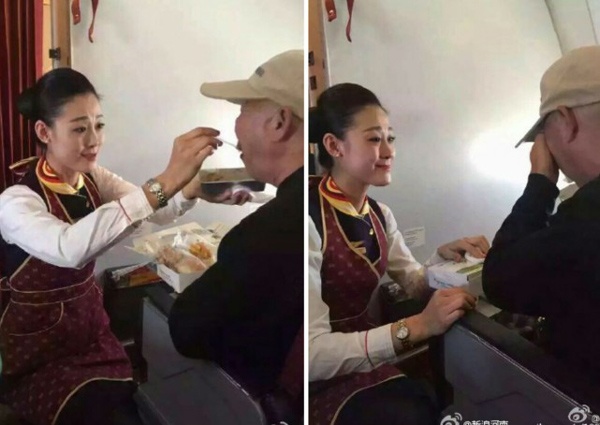 Nữ tiếp viên Fan Xuesong và ông cụ Niu.