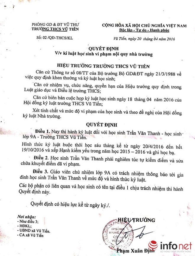 học sinh bị đuổi học ảnh 1 hoc sinh bi duoi hoc anh 1
