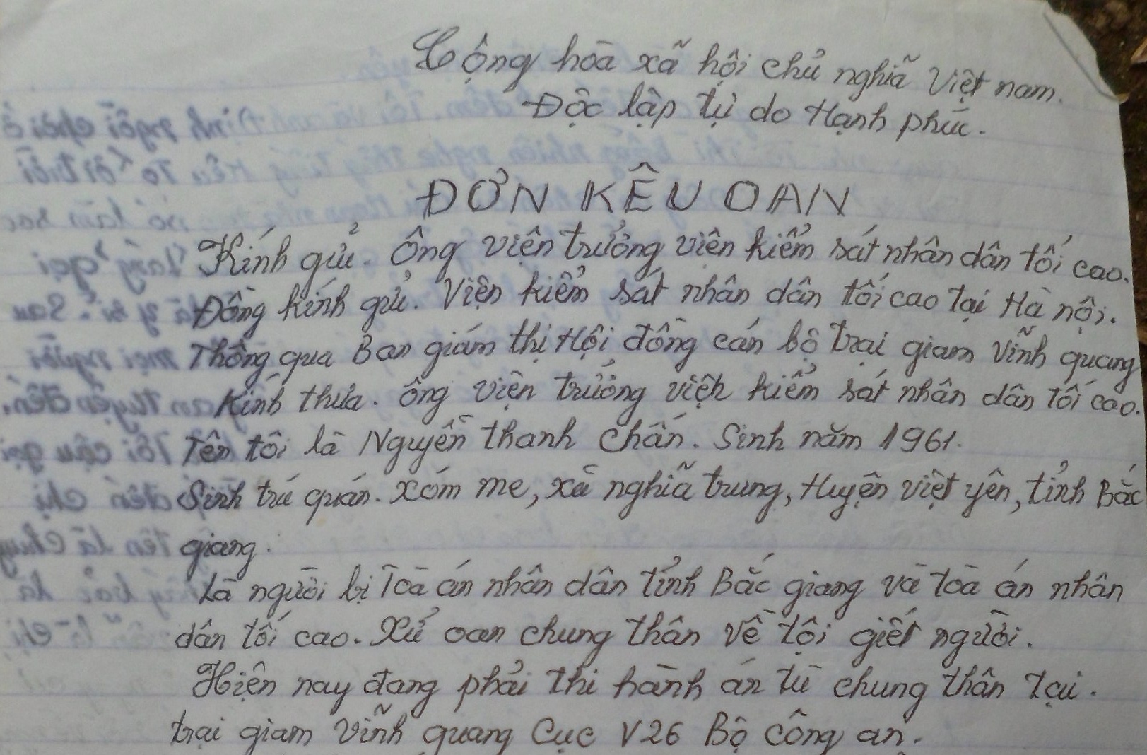 Cong bo don keu oan ong Chan viet tu trai giam hinh anh