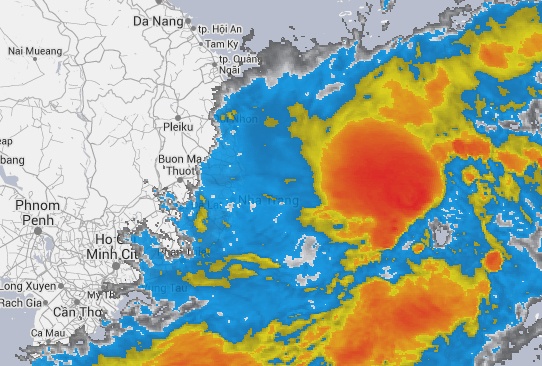 Ap thap di vao dat lien cac tinh Nam Trung Bo va Nam Bo hinh anh