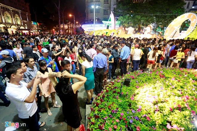 Tet 2015 khong to chuc duong hoa o duong Nguyen Hue hinh anh