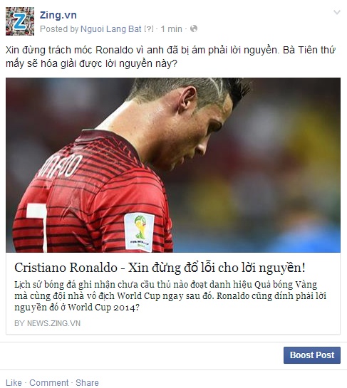 Ronaldo, CR7, Zing, Zing.vn, lời nguyền