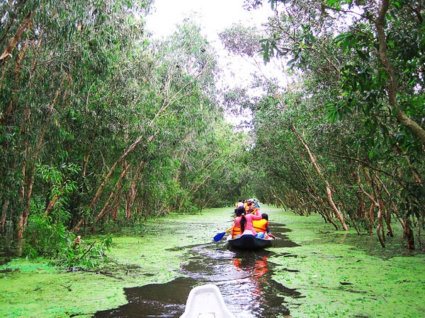 Chèo xuống ngắm sông nước là hoạt động yêu thích của du khách.
