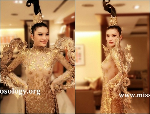 Hoa hau Trung Quoc bi 'nem da' vi quoc phuc xuyen thau hinh anh