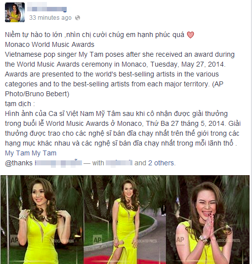 Mỹ Tâm là niềm tự hào lớn của fan nói riêng và các khán giả Việt Nam nói chung.