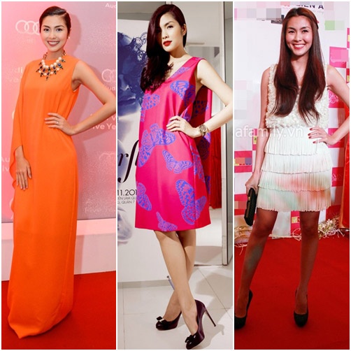 Cô đứng chéo chân hoặc dạng chân rộng bằng vai để tạo nên vóc dáng cao ráo